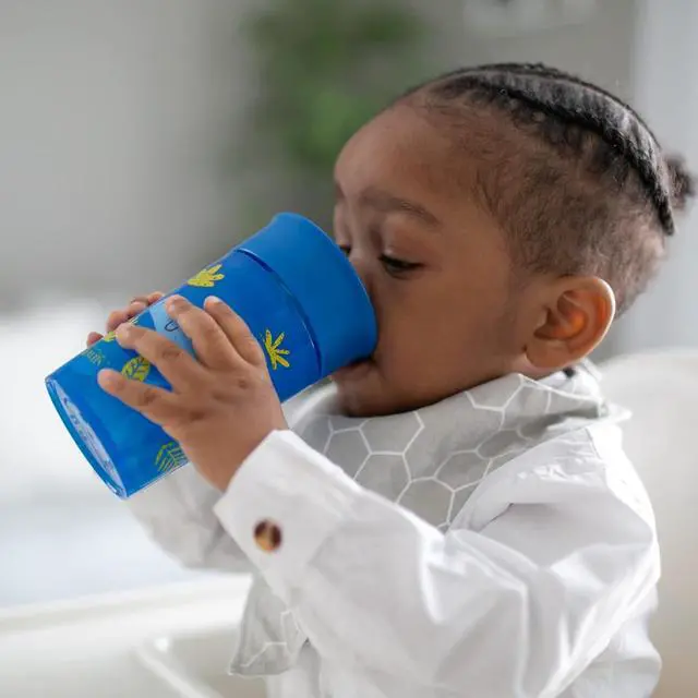 Alt view image 7 of 7 - Dr. Brown's Milestones Cheers 360 Spoutless Transition Cup, Travel Friendly and Leak-Free Sippy, Blue/Green Animals, 10 oz/300 mL, BPA-Free, 9m+, 2-Pack