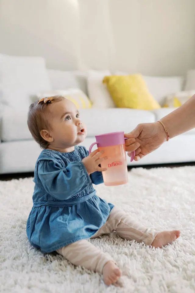 Alt view image 4 of 4 - Dr. Brown's Milestones Straw to 360 Convertible Toddler Training Cup Set with Interchangeable Silicone Straw and 360 Degree Cup Lids, Pink Coral, 10 oz/300 mL, BPA-Free, 9m+, 2-Pack