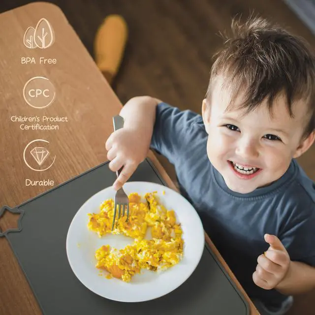 Alt view image 2 of 7 - Moonkie Silicone Placemats for Baby & Kid, Stain-Proof Non-Slip Toddler Food Mats Eating Table Mat with 2 Packs