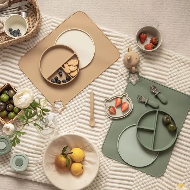 Alt view image 4 of 7 - Moonkie Silicone Placemats for Baby & Kid, Stain-Proof Non-Slip Toddler Food Mats Eating Table Mat with 2 Packs