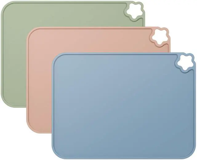 Main image of Cutebe Silicone Placemat for Toddles Kids Non-Slip Reusable Portable Kids Placemats for Dinning Table Heat Resistant Placemats, Baby Placemat Stain Resistant Silicone Mat for Dining Table 3 Pack