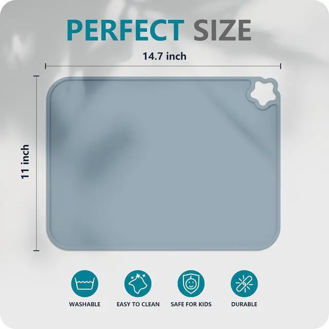 Alt view image 2 of 7 - Cutebe Silicone Placemat for Toddles Kids Non-Slip Reusable Portable Kids Placemats for Dinning Table Heat Resistant Placemats, Baby Placemat Stain Resistant Silicone Mat for Dining Table 3 Pack