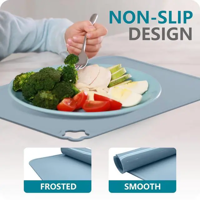 Alt view image 5 of 7 - Cutebe Silicone Placemat for Toddles Kids Non-Slip Reusable Portable Kids Placemats for Dinning Table Heat Resistant Placemats, Baby Placemat Stain Resistant Silicone Mat for Dining Table 3 Pack