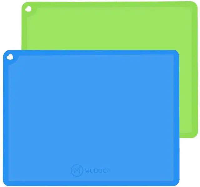 Main image of Silicone Kids Placemat, Non Slip Toddler Placemats for Dining Table, Reusable Childrens Dining Food Mat, 2Pack,Blue&Green