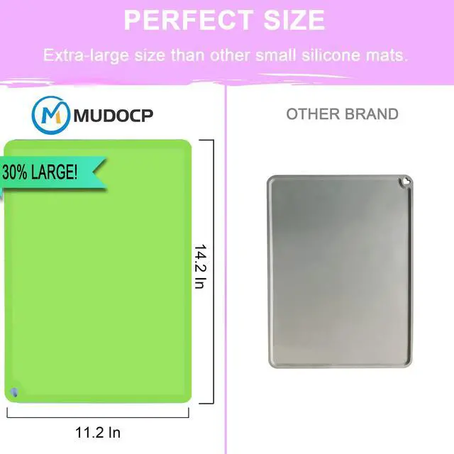 Alt view image 6 of 7 - Silicone Kids Placemat, Non Slip Toddler Placemats for Dining Table, Reusable Childrens Dining Food Mat, 2Pack,Blue&Green