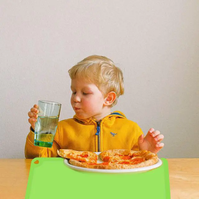 Alt view image 7 of 7 - Silicone Kids Placemat, Non Slip Toddler Placemats for Dining Table, Reusable Childrens Dining Food Mat, 2Pack,Blue&Green
