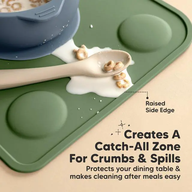 Alt view image 5 of 7 - KeaBabies 2pk Silicone Placemats for Toddlers, Kids - 12x9 Non Slip Suction Baby Silicone Placemat for Restaurants, Dining Table,Travel, Easy to Clean, Food Grade/BPA-Free,Small Baby Table Mat(Slate)