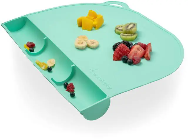 Main image of UpwardBaby Rectangular Silicone Placemat - Suction Food Catcher for High Chair & Kids, Non-Slip Washable Table Mats, Travel Toddler Placemat & Baby-Led Weaning Supplies, Mint