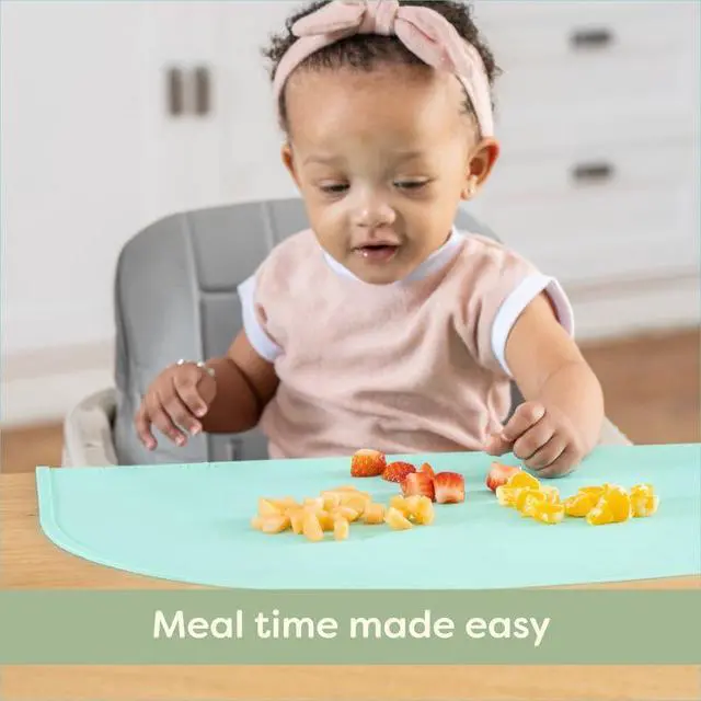 Alt view image 4 of 7 - UpwardBaby Rectangular Silicone Placemat - Suction Food Catcher for High Chair & Kids, Non-Slip Washable Table Mats, Travel Toddler Placemat & Baby-Led Weaning Supplies, Mint