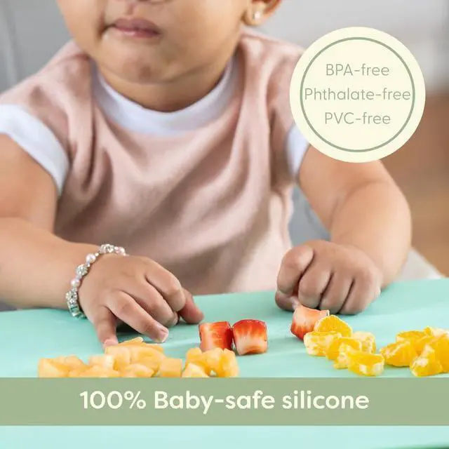 Alt view image 5 of 7 - UpwardBaby Rectangular Silicone Placemat - Suction Food Catcher for High Chair & Kids, Non-Slip Washable Table Mats, Travel Toddler Placemat & Baby-Led Weaning Supplies, Mint
