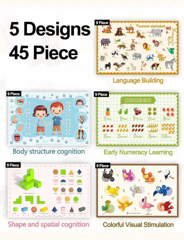 Alt view image 2 of 7 - KAshack 45 Pack Sticky Disposable Placemats for Baby & Toddlers,Toddler Placemat 12"x18" Kids Table Mat for Party, Picnic Table, Restaurants Dining Table Travel Essentials for Toddlers with 5 Designs