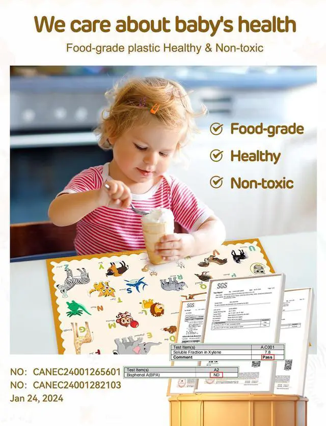 Alt view image 3 of 7 - KAshack 45 Pack Sticky Disposable Placemats for Baby & Toddlers,Toddler Placemat 12"x18" Kids Table Mat for Party, Picnic Table, Restaurants Dining Table Travel Essentials for Toddlers with 5 Designs