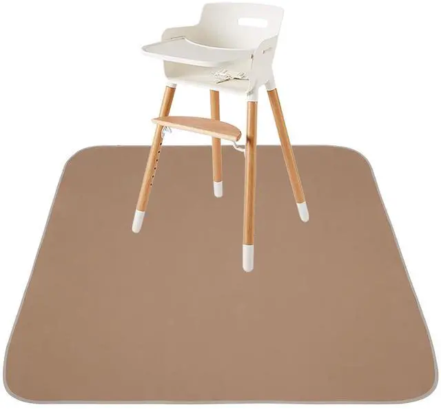 Main image of Baby Splat Mat for Under High Chair/Arts/Crafts, Triluby 51" Waterproof Non Slip Food Splash Mat for Eating Mess, Washable Weaning Mat Reusable Spill Floor Protector (Brown)