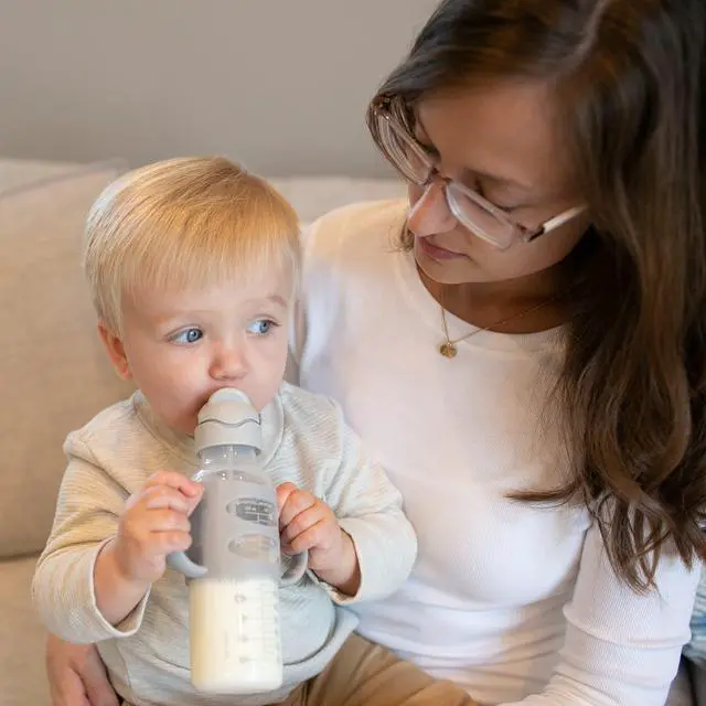Alt view image 7 of 7 - Dr. Brown's Milestones Narrow Sippy Straw Bottle, Spill-Proof with 100% Silicone Handles and Weighted Straw, 8 oz/250 mL, Gray & Green, 6m+