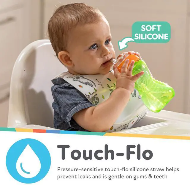 Alt view image 2 of 7 - No-Spill Soft Straw Easy Grip Sippy Cup for Girls - (3-Pack) 10 Oz - 12+ Months