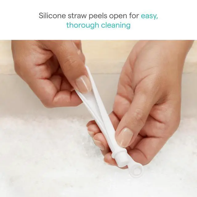 Alt view image 3 of 7 - Munchkin Simple Clean Straw Cups for Toddlers 1-3, with Peel Open Straw for Easy Cleaning, Spill Proof Sippy Cup for Kids 12+ Months, 10 Ounce, 2 Pack, Pink/Blue