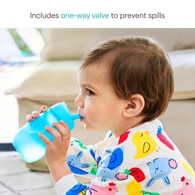 Alt view image 4 of 7 - Munchkin Simple Clean Straw Cups for Toddlers 1-3, with Peel Open Straw for Easy Cleaning, Spill Proof Sippy Cup for Kids 12+ Months, 10 Ounce, 2 Pack, Pink/Blue