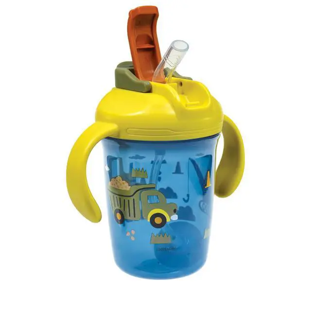 Alt view image 5 of 7 - Nuby 2-in-1 Toddler Cup with 360° Weighted Straw & Hard Spout - (2 Pack) 8 oz - Leak-Resistant & Easy Grip Handles - Dishwasher Safe - Tractors/Monsters