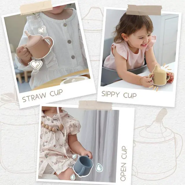 Alt view image 5 of 7 - Moonkie Silicone Baby Sippy Cups | 3 Stages Training Cup Straw Cup for Infants Toddlers and Kid | 4 oz 1Pack