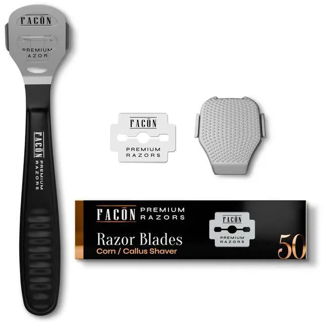 Main image of Facón Professional Callus Shaver Remover with 50 Blades, Pedicure Razor for Feet & Hands, Foot Razor for Callus Removal, Callus Blade Remover, Corn Shaver, Surgical Grade Premium Stainless Steel Tool