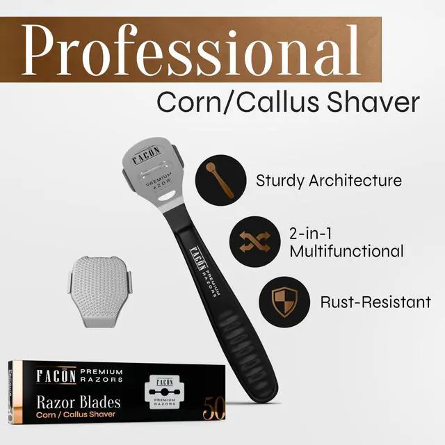 Alt view image 2 of 7 - Facón Professional Callus Shaver Remover with 50 Blades, Pedicure Razor for Feet & Hands, Foot Razor for Callus Removal, Callus Blade Remover, Corn Shaver, Surgical Grade Premium Stainless Steel Tool