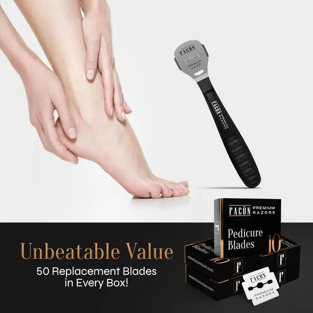 Alt view image 5 of 7 - Facón Professional Callus Shaver Remover with 50 Blades, Pedicure Razor for Feet & Hands, Foot Razor for Callus Removal, Callus Blade Remover, Corn Shaver, Surgical Grade Premium Stainless Steel Tool