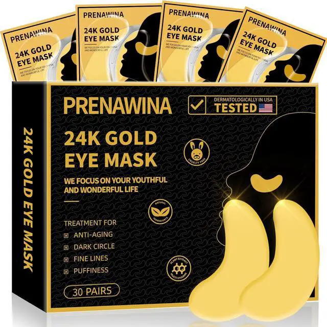 Main image of Under Eye Patches for Puffy Eyes Treatment 30 Pairs, 24K Gold Under Eye Masks for Dark Circles and Puffiness, Eye Gel Pads w/ Collagen, Sodium Hyaluronate, Rose Essence for Eye Bags Treatment