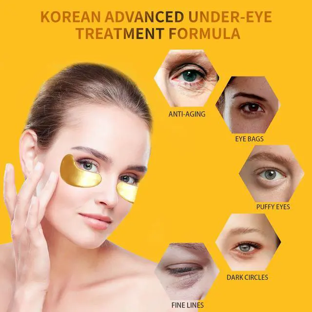 Alt view image 2 of 7 - Under Eye Patches for Puffy Eyes Treatment 30 Pairs, 24K Gold Under Eye Masks for Dark Circles and Puffiness, Eye Gel Pads w/ Collagen, Sodium Hyaluronate, Rose Essence for Eye Bags Treatment