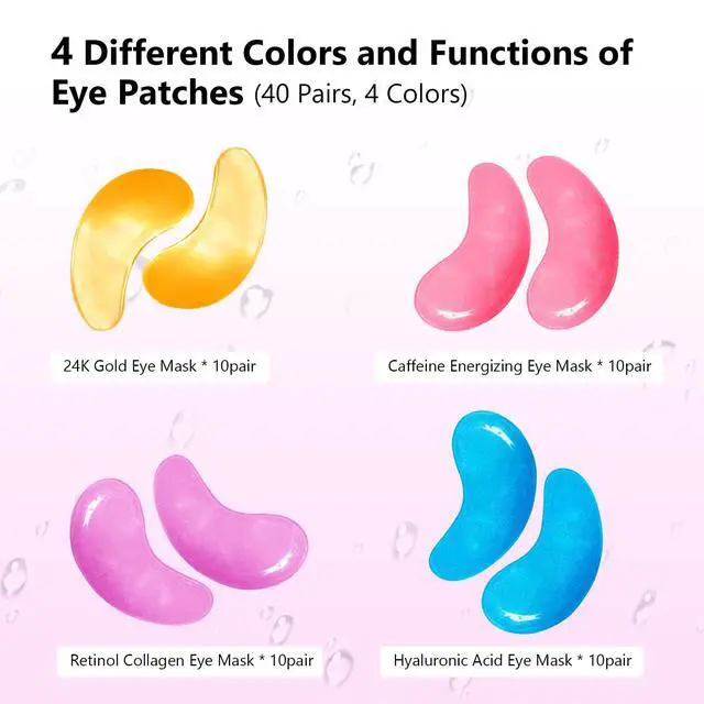 Alt view image 2 of 7 - Adofect Under Eye Patches 40 Pairs, Eye Masks with 24K Gold, Hyaluronic Acid, Caffeine & Retinol for Dark Circles, Puffy Eyes, Under Eye Bags, Skincare Gifts for Bachelorette Party Accessories