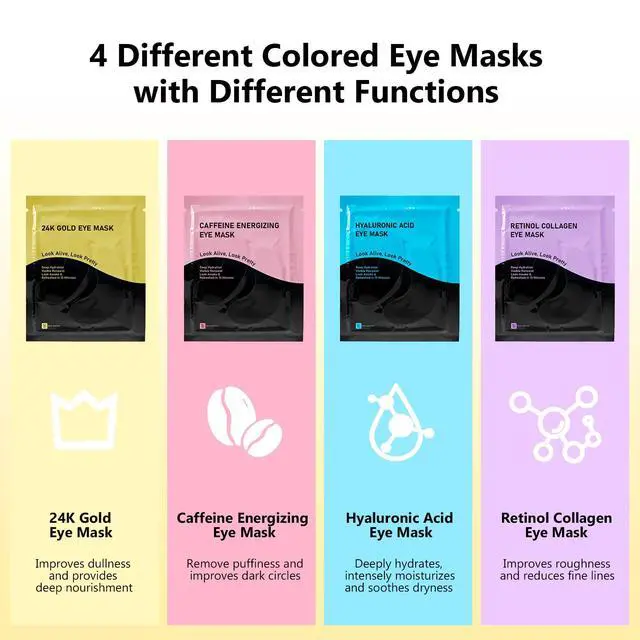 Alt view image 5 of 7 - Adofect Under Eye Patches 40 Pairs, Eye Masks with 24K Gold, Hyaluronic Acid, Caffeine & Retinol for Dark Circles, Puffy Eyes, Under Eye Bags, Skincare Gifts for Bachelorette Party Accessories