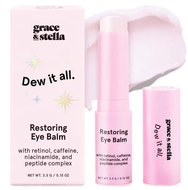 Main image of grace & stella Under Eye Brightener Balm Stick - Travel Size Toiletries - Retinol & Caffeine Eye Cream for Dark Circles, Puffiness, Wrinkles - Restore and Hydrate - Vegan Skincare (0.13oz / 3.5g)