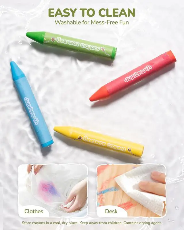 Alt view image 5 of 7 - JUPITEARTH Beeswax Crayons for Toddlers 13, 12 Non-Toxic Silky Crayons, Jumbo and Washable Crayon, Easy to Hold, Safe for Kids, Mess-Free Coloring for Preschool Art Supplies, Ages 24, 48