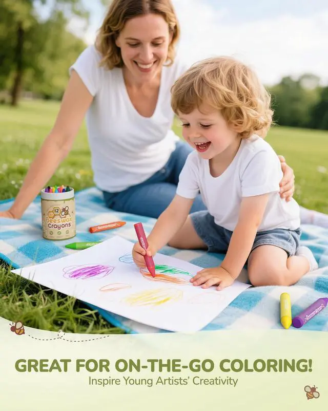 Alt view image 7 of 7 - JUPITEARTH Beeswax Crayons for Toddlers 13, 12 Non-Toxic Silky Crayons, Jumbo and Washable Crayon, Easy to Hold, Safe for Kids, Mess-Free Coloring for Preschool Art Supplies, Ages 24, 48