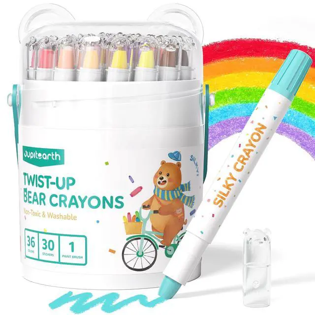 Main image of JUPITEARTH 36 Color Twist Crayons for Toddlers 1-3 and Kids 4-8, Non-Toxic Washable Crayons 2-4, Ultra-Silky Easy-Grip Art Supplies, Ideal Coloring Gift for Boys and Girls