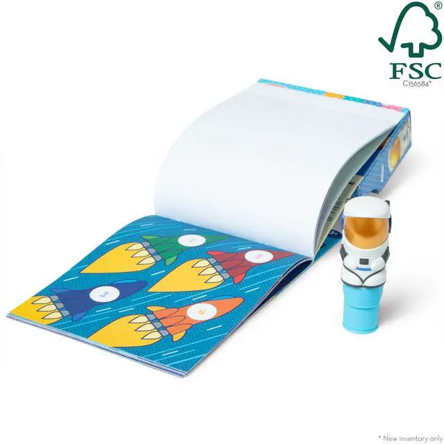 Alt view image 6 of 7 - Melissa & Doug Sticker Wow! 24-Page Activity Pad and Sticker Stamper, 300 Stickers, Arts and Crafts Fidget Toy Collectible Character Astronaut - for Kids Ages 3+ - FSC Certified