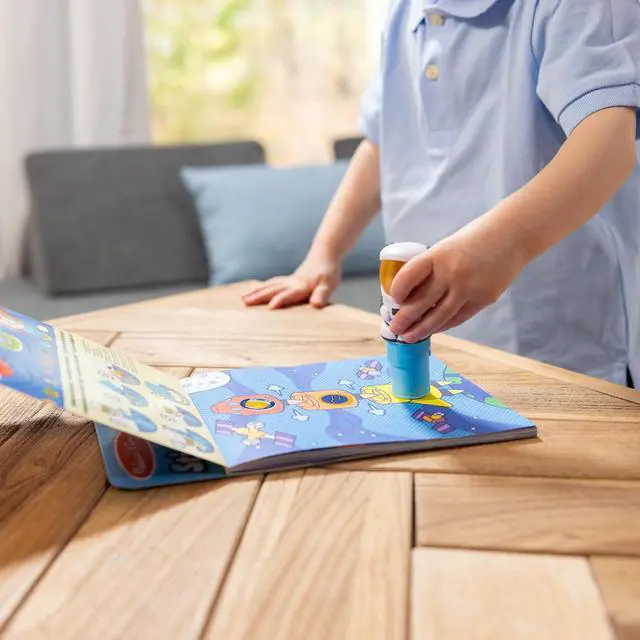 Alt view image 3 of 7 - Melissa & Doug Sticker Wow! 24-Page Activity Pad and Sticker Stamper, 300 Stickers, Arts and Crafts Fidget Toy Collectible Character Astronaut - for Kids Ages 3+ - FSC Certified