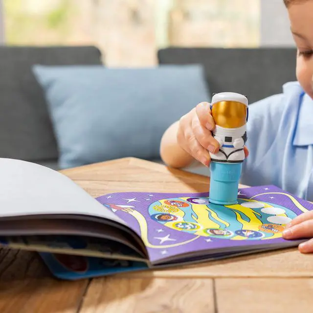 Alt view image 7 of 7 - Melissa & Doug Sticker Wow! 24-Page Activity Pad and Sticker Stamper, 300 Stickers, Arts and Crafts Fidget Toy Collectible Character Astronaut - for Kids Ages 3+ - FSC Certified