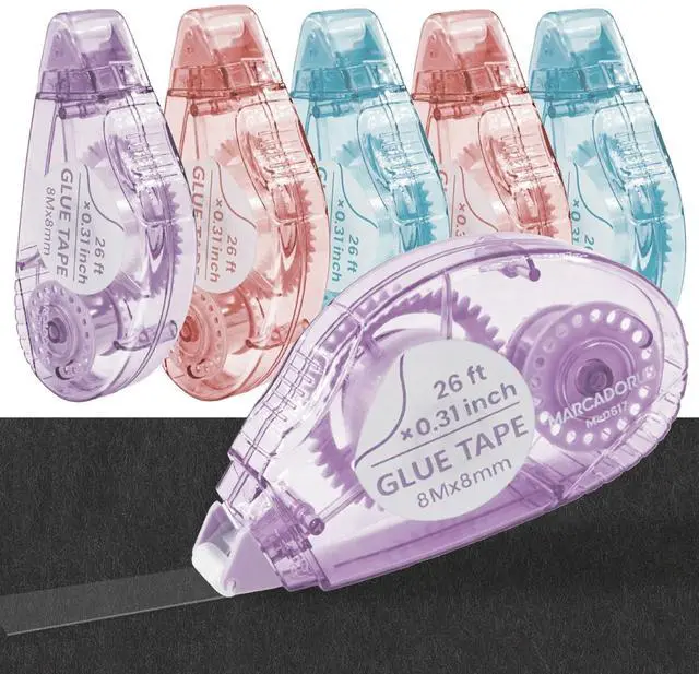 Main image of MARCADORUS Glue Tape Roller, 6 Pack Double Sided Tape Roller for Crafts, 26ft x 0.31in Acid-Free Scrapbook Tape Runner, Glue Runner for Scrapbooking Supplies, Journaling, Card Making & Gift Wrapping.