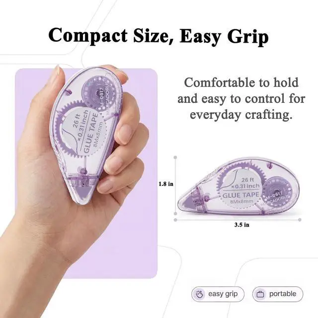 Alt view image 4 of 7 - MARCADORUS Glue Tape Roller, 6 Pack Double Sided Tape Roller for Crafts, 26ft x 0.31in Acid-Free Scrapbook Tape Runner, Glue Runner for Scrapbooking Supplies, Journaling, Card Making & Gift Wrapping.