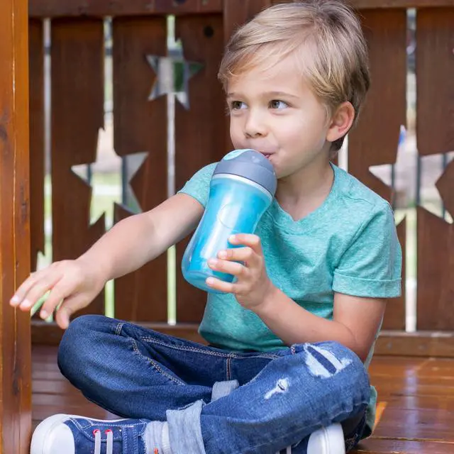 Alt view image 2 of 7 - Chicco Insulated Straw Sippy Cup 12+ Months, 9oz Toddler Training Cup with Spill-Free Flip-Top Lid, BPA-Free 2-Pack, Blue Discover/Teal
