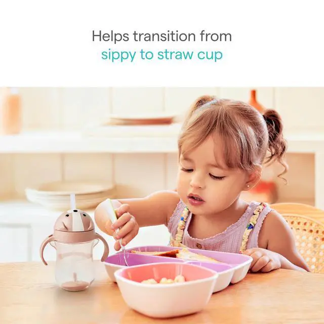 Alt view image 3 of 6 - Munchkin Any Angle Spill Proof Weighted Straw Trainer Cup, Transition Sippy Cups for Toddlers and Babies, Click Lock Technology & Fun Dog Design, 10 Ounce, Brown