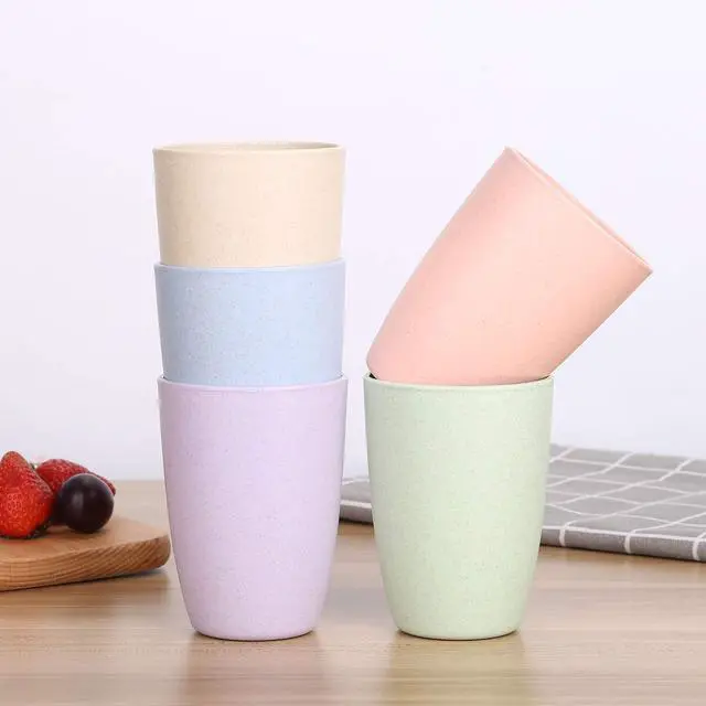 Alt view image 2 of 7 - LuckyZone Wheat Straw Unbreakable Cup (12 oz) - Reusable Drinking Glasses Set of 5 - Dishwasher Safe Tumbler - BPA Free & Eco-Friendly (5Pcs)