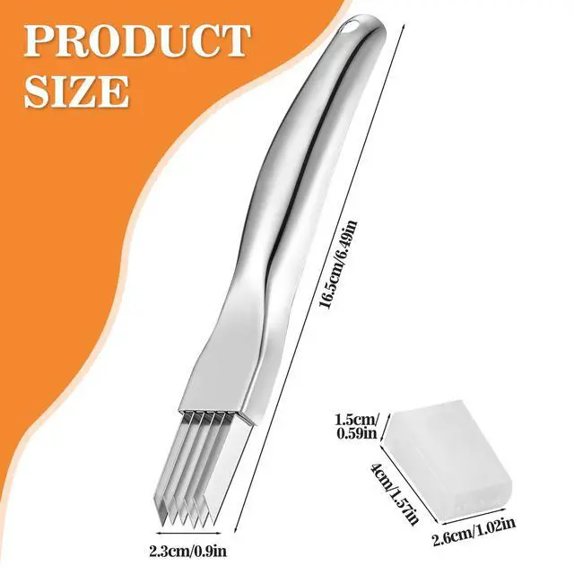 Alt view image 2 of 7 - 2Pcs Upgrade Shred Silk The Knife, Stainless Steel Green Onion Cutter, Multifunctional Kitchen Vegetable Chopper for Garlic Onion, Premium Food Slicer Gadget, Off the College