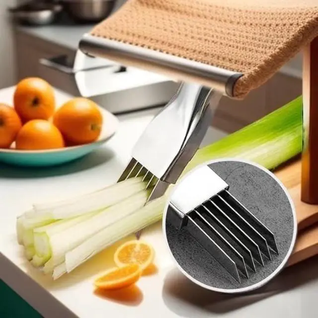 Alt view image 3 of 5 - 2 Packs Shred Silk the Knife, 2026 New ShredKnife Shred Silk the Knife Stainless SteelChopped Green Onion Knife Onion Slicer Thin Multifunctional Vegetable