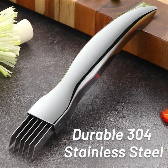Alt view image 2 of 7 - 2 Pack Stainless Steel Green Onion Slicer - Multi-Blade Kitchen Herb Cutter Scallion Cutter - Professional Shred Knife Multi-Functional Kitchen Tool for Vegetable Onion Garlic Silver