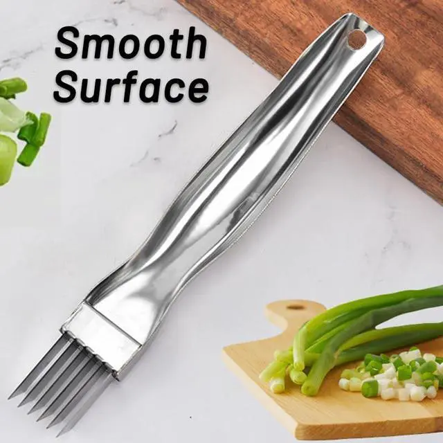 Alt view image 3 of 7 - 2 Pack Stainless Steel Green Onion Slicer - Multi-Blade Kitchen Herb Cutter Scallion Cutter - Professional Shred Knife Multi-Functional Kitchen Tool for Vegetable Onion Garlic Silver