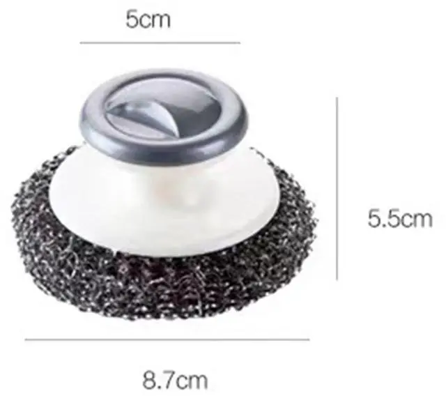 Alt view image 6 of 7 - 2Pcs Stainless Steel Wool Scrubber with Handle and 1 Pcs Dish Brush,Heavy Duty Pot Scrubbers Dish Scrubber Cleaning Brush Wash for Kitchen Pots, Grills, Pans, Sink (1+2)