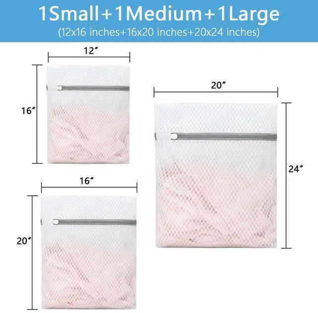 Alt view image 2 of 7 - SUXEOTS 3-Pack Heavy-Duty Honeycomb Mesh Laundry Bags (L/M/S), Washing Bags for Delicates, Sweaters, Shoes, Backpacks, Bed Sheets - Garment Protector