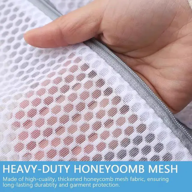 Alt view image 4 of 7 - SUXEOTS 3-Pack Heavy-Duty Honeycomb Mesh Laundry Bags (L/M/S), Washing Bags for Delicates, Sweaters, Shoes, Backpacks, Bed Sheets - Garment Protector