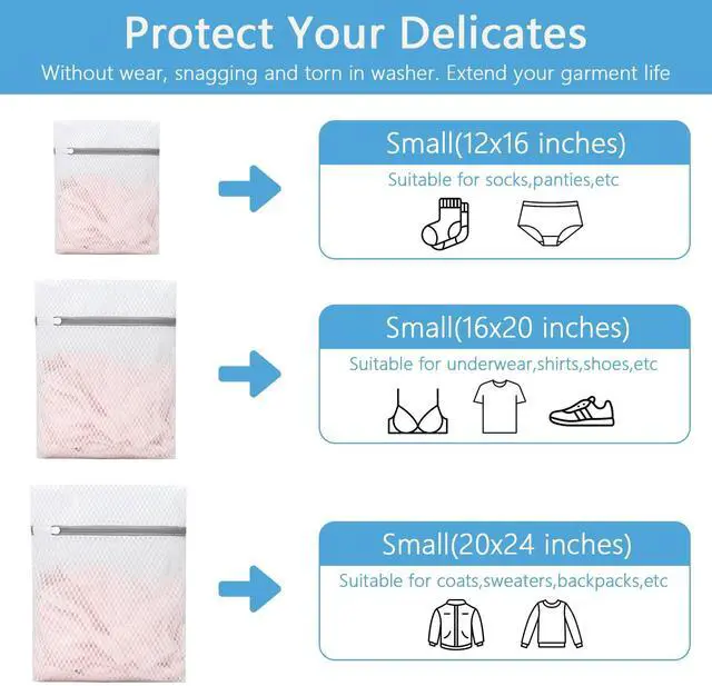 Alt view image 3 of 7 - SUXEOTS 3-Pack Heavy-Duty Honeycomb Mesh Laundry Bags (L/M/S), Washing Bags for Delicates, Sweaters, Shoes, Backpacks, Bed Sheets - Garment Protector